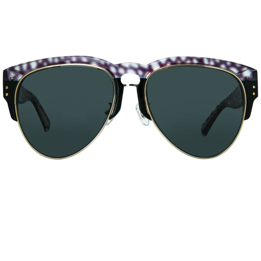 Erdem Sunglasses Black Purple Stingray Pattern and Grey