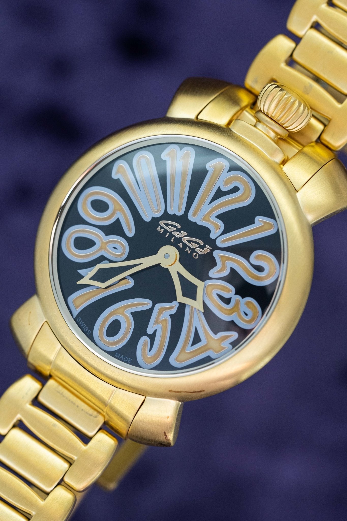 GaGà Milano Watch Manuale Ladies 35mm Yellow Gold Black