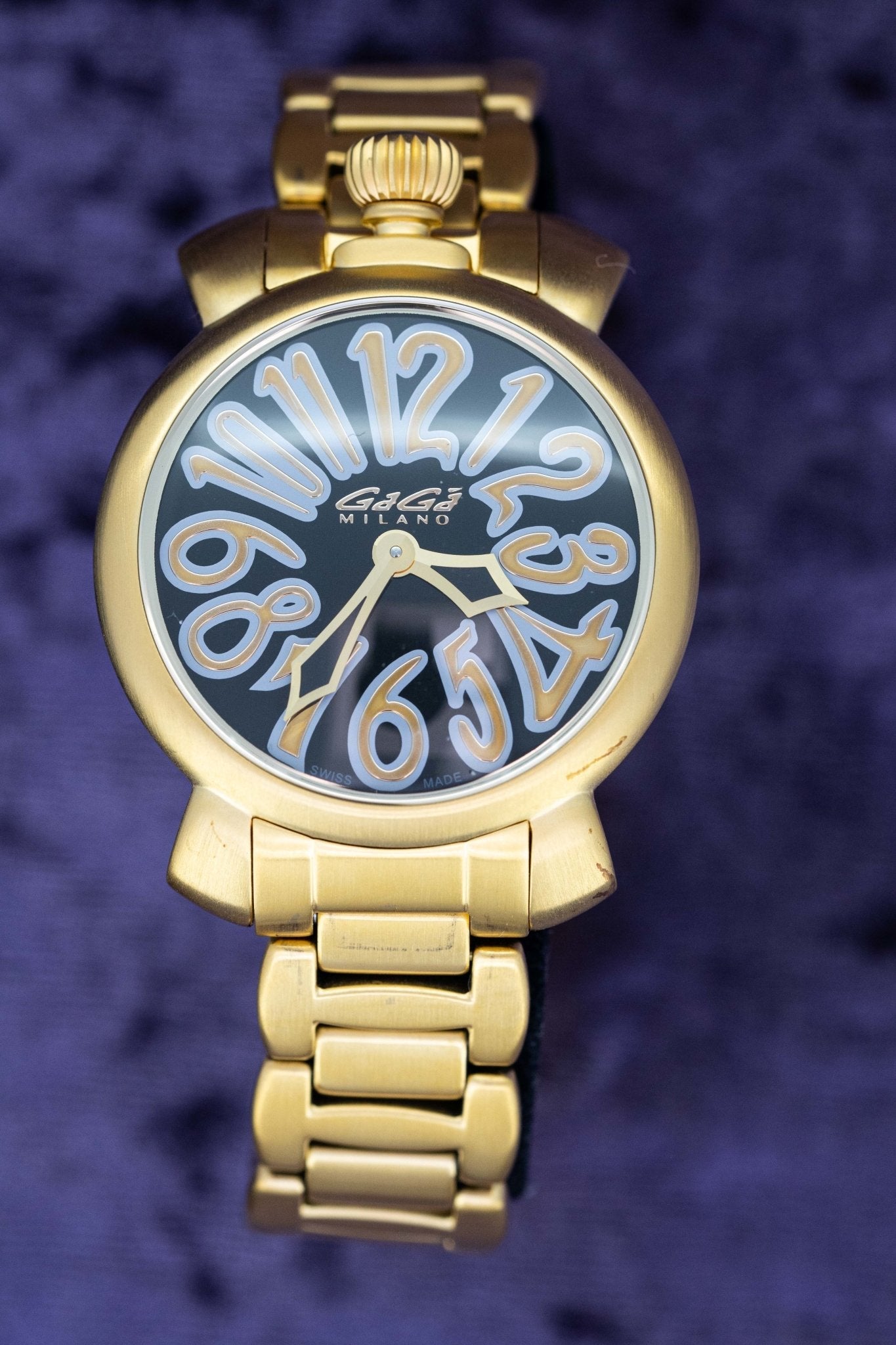 GaGà Milano Watch Manuale Ladies 35mm Yellow Gold Black