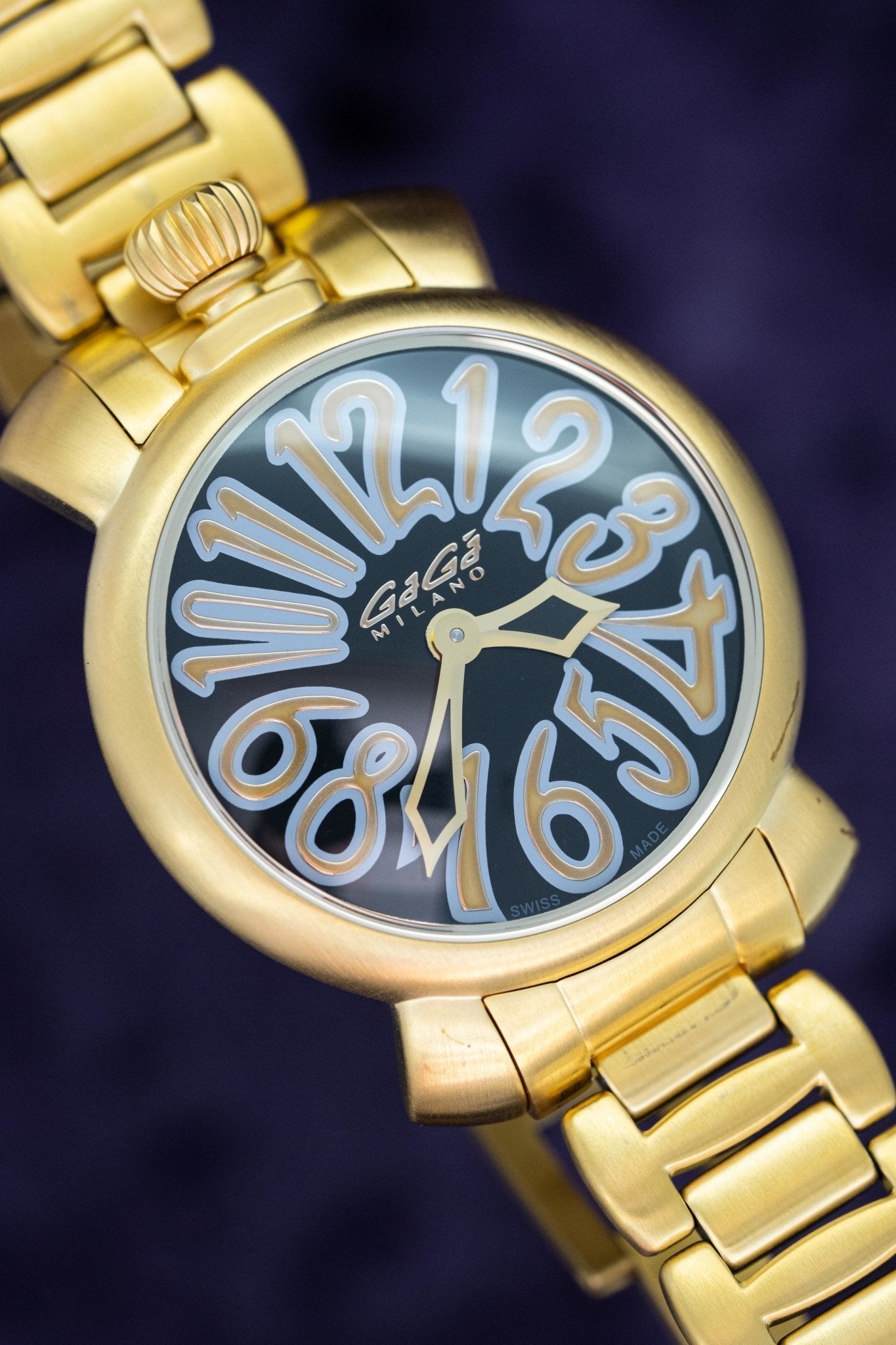 GaGà Milano Watch Manuale Ladies 35mm Yellow Gold Black