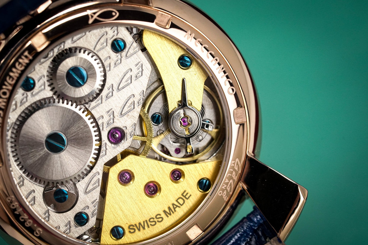 GaGà Milano Watch Hand Winding Manuale 48MM Rose Gold Blue
