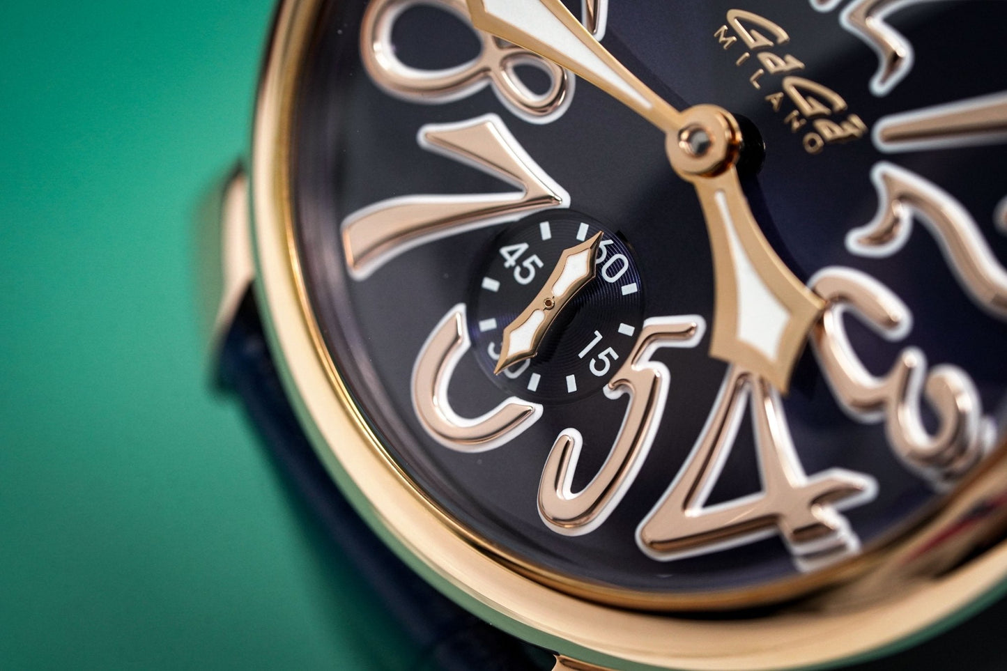 GaGà Milano Watch Hand Winding Manuale 48MM Rose Gold Blue