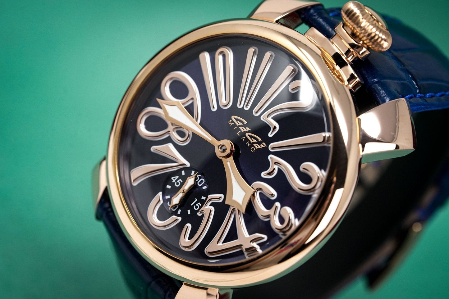 GaGà Milano Watch Hand Winding Manuale 48MM Rose Gold Blue