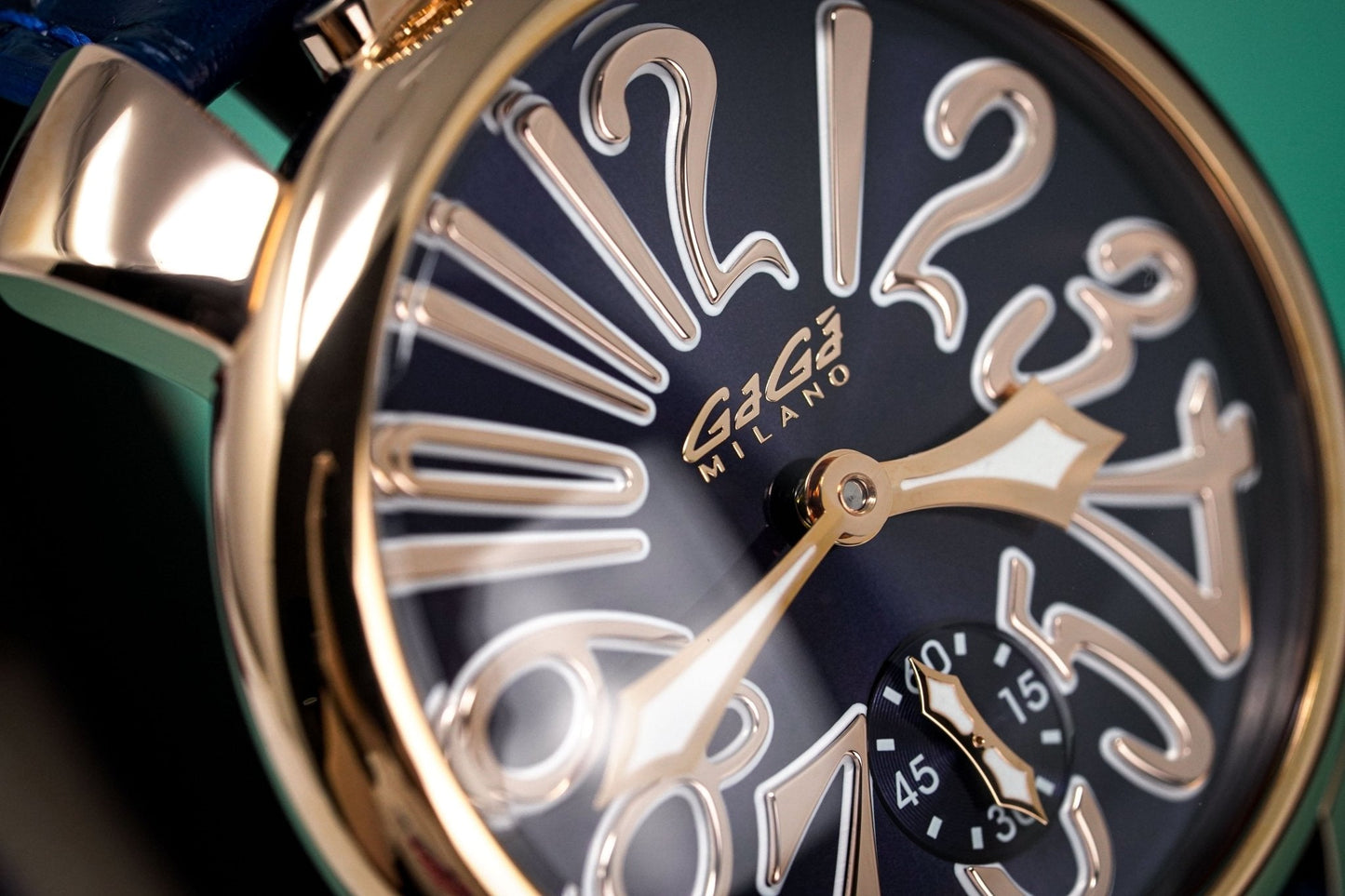 GaGà Milano Watch Hand Winding Manuale 48MM Rose Gold Blue