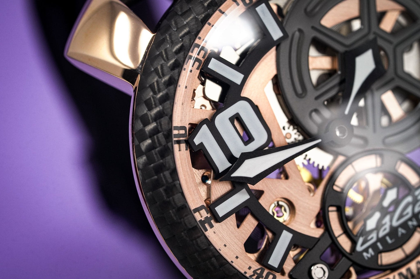 Gaga Milano Watch Neymar Jr. Skeleton Rose Gold Carbon Limited Edition