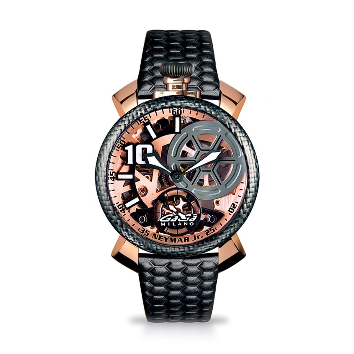 Gaga Milano Watch Neymar Jr. Skeleton Rose Gold Carbon Limited Edition