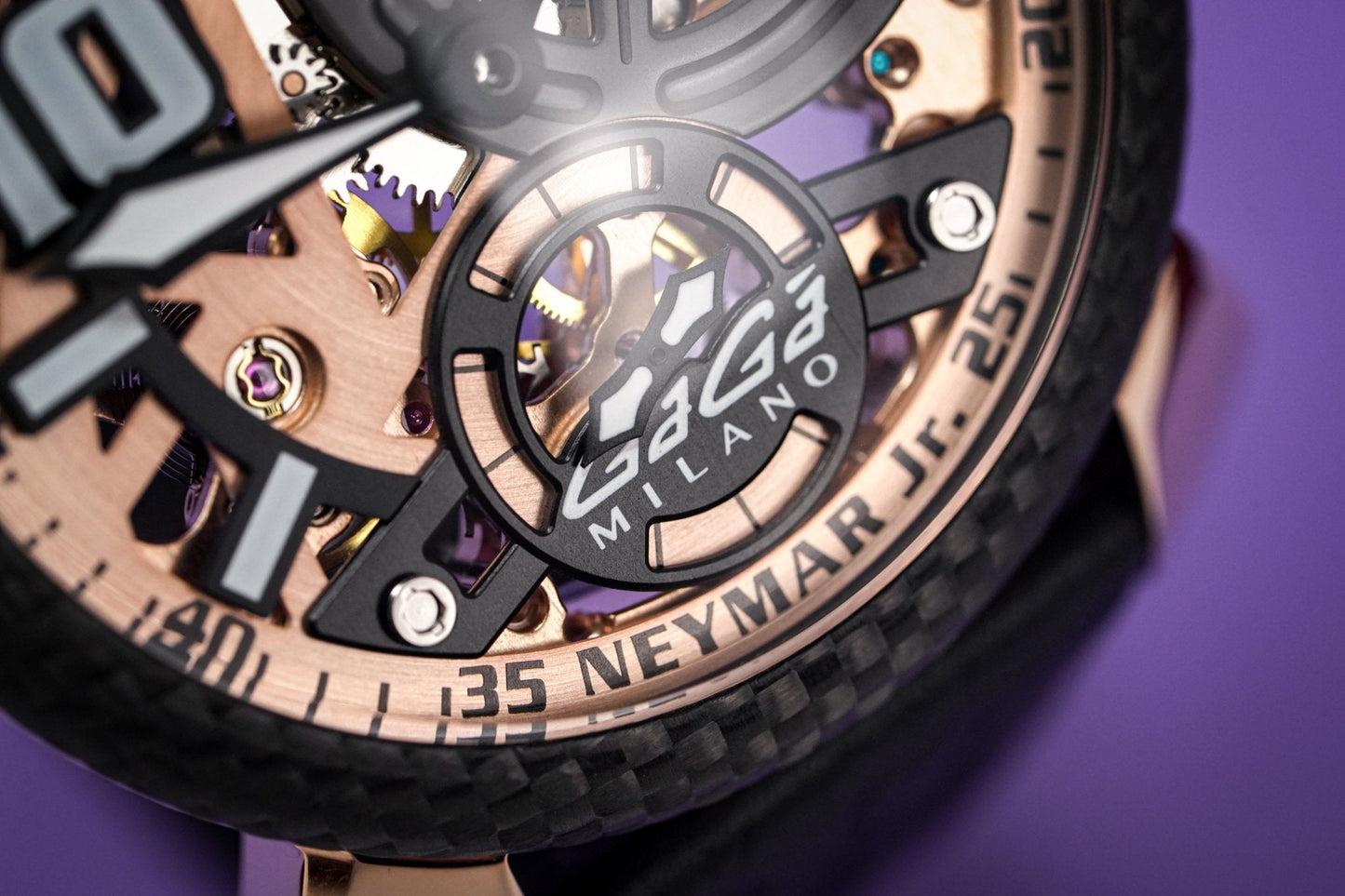 Gaga Milano Watch Neymar Jr. Skeleton Rose Gold Carbon Limited Edition