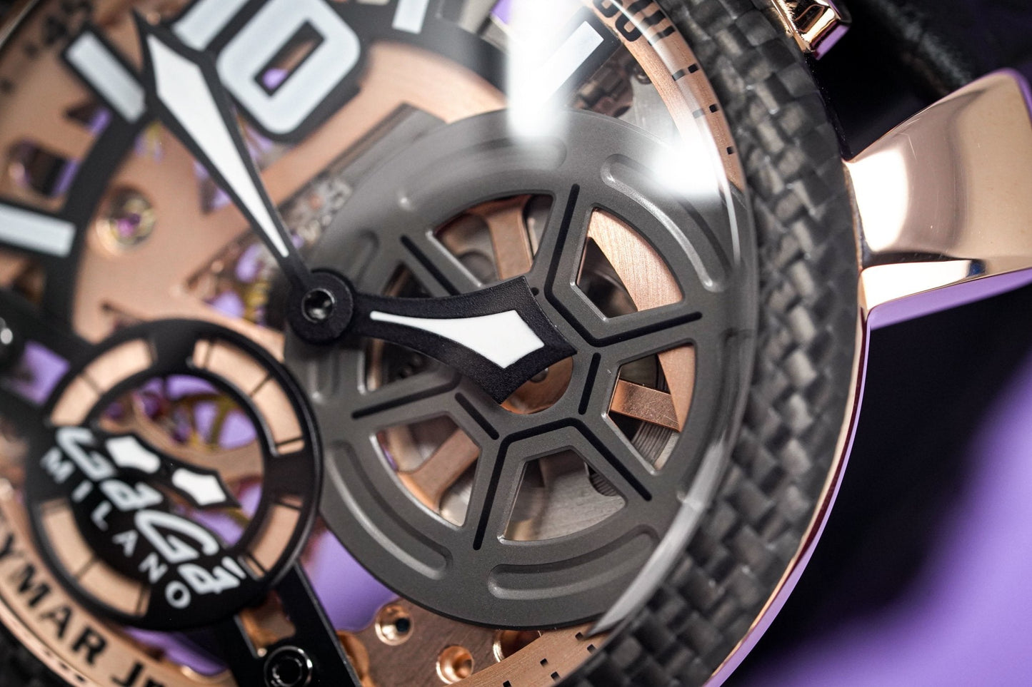 Gaga Milano Watch Neymar Jr. Skeleton Rose Gold Carbon Limited Edition