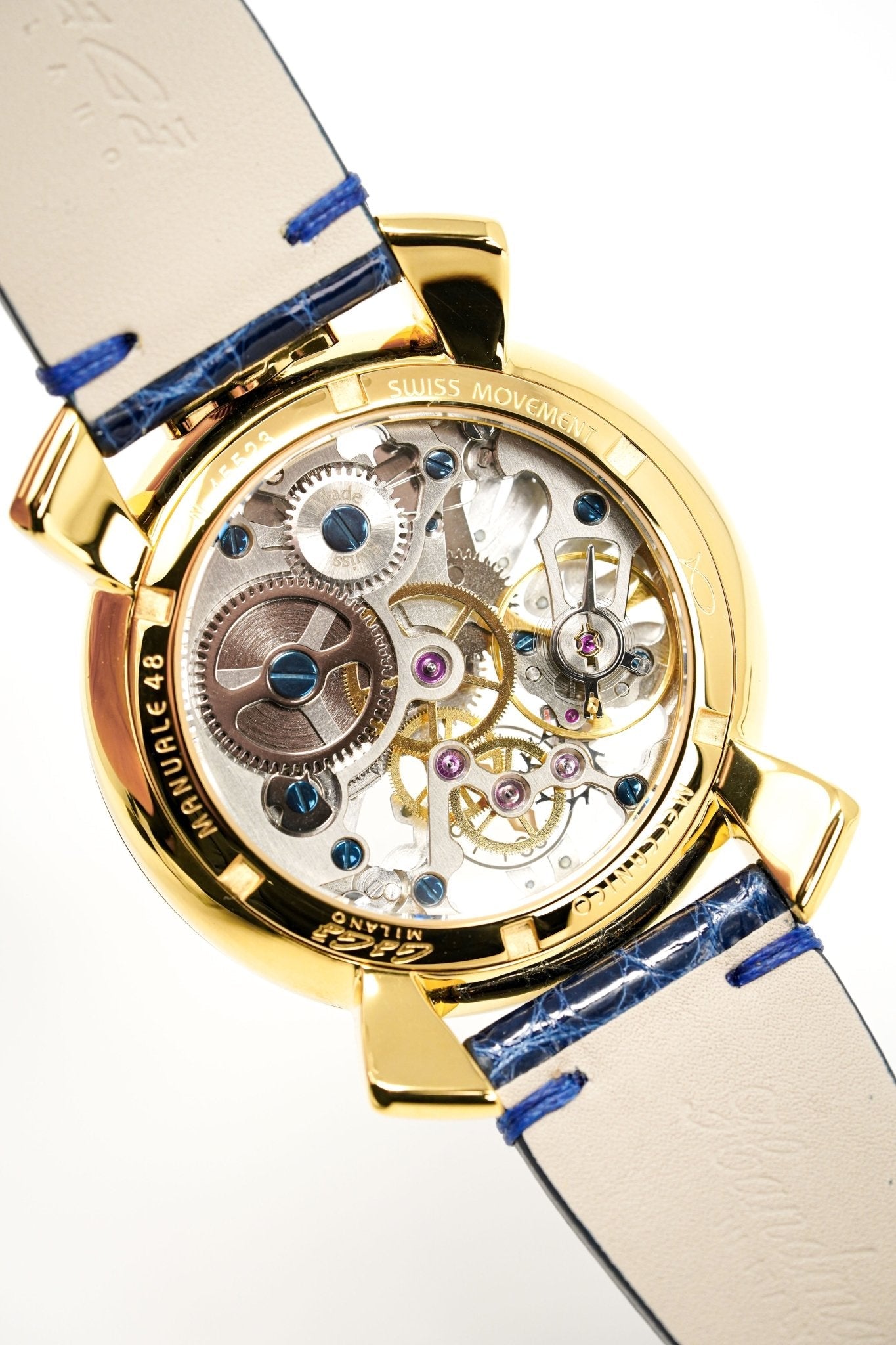 GaGà Milano Watch Skeleton 48MM Gold Blue