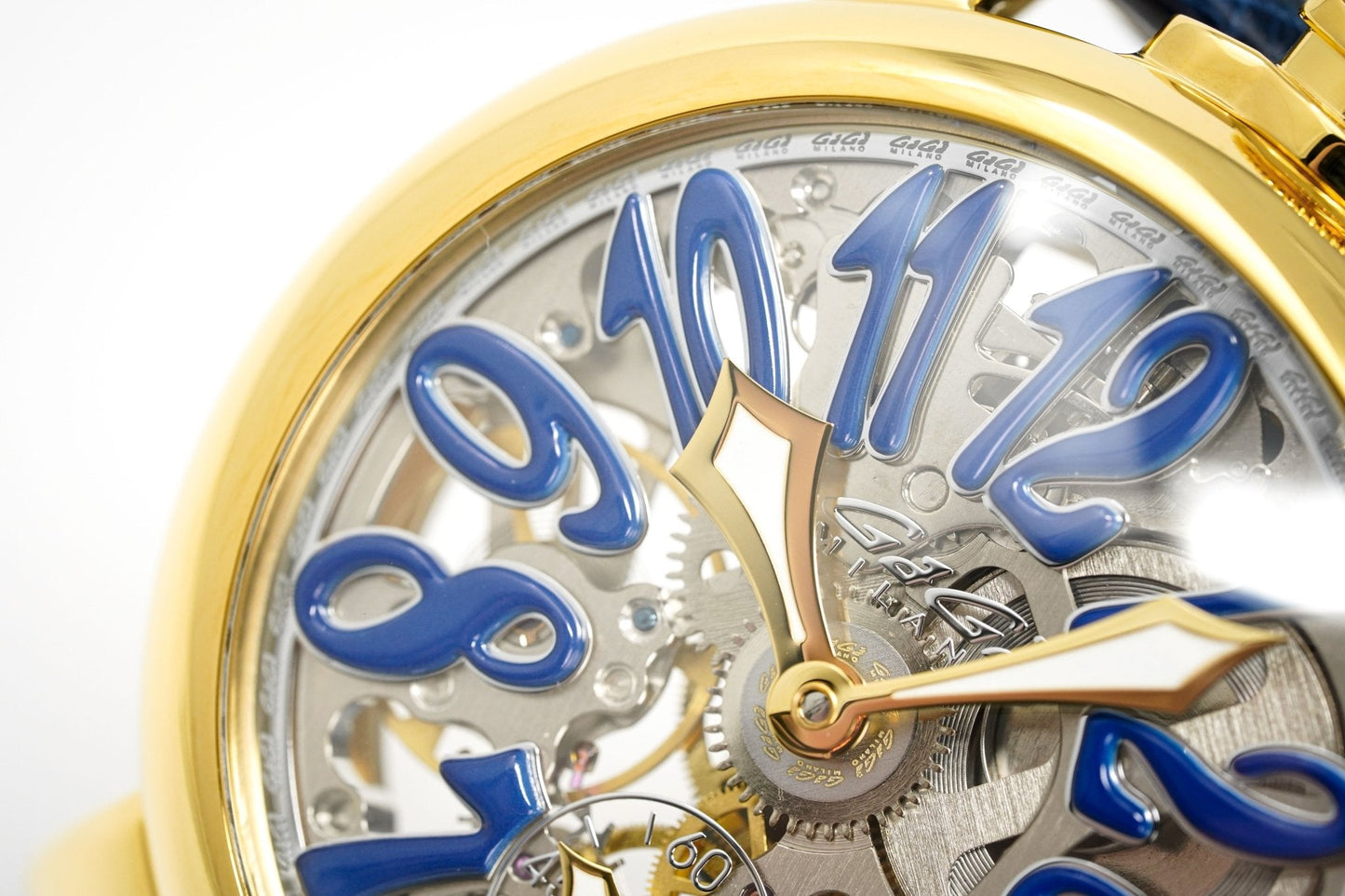 GaGà Milano Watch Skeleton 48MM Gold Blue