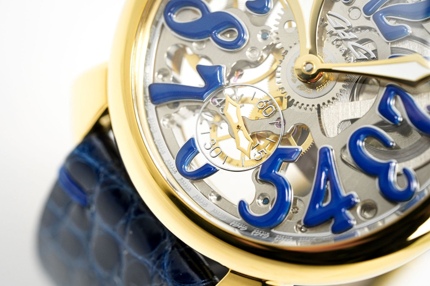 GaGà Milano Watch Skeleton 48MM Gold Blue