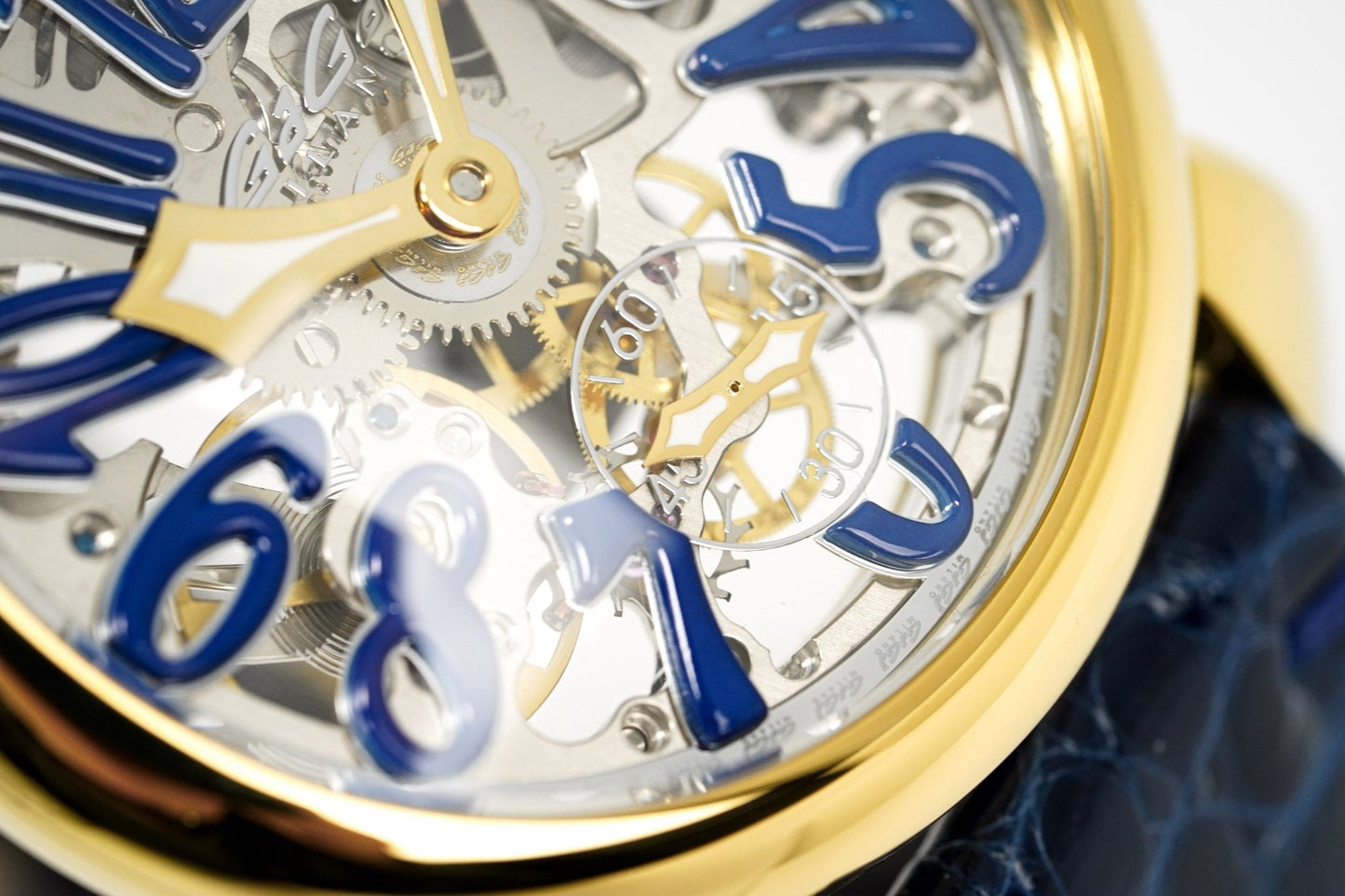 GaGà Milano Watch Skeleton 48MM Gold Blue