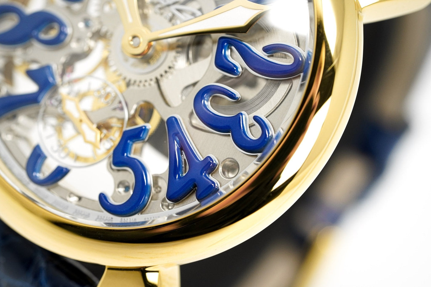 GaGà Milano Watch Skeleton 48MM Gold Blue