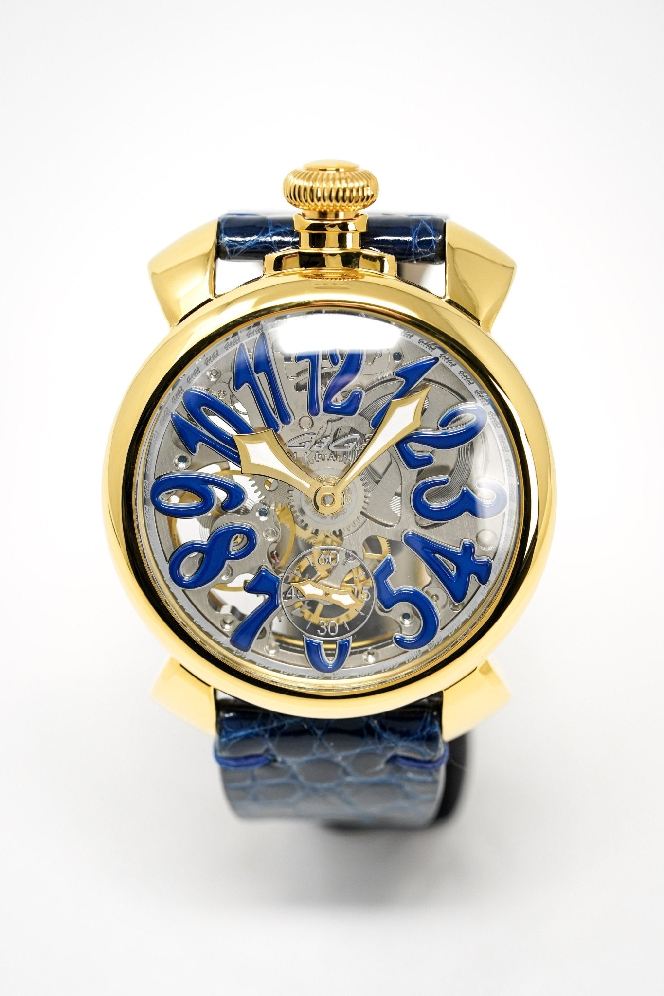 GaGà Milano Watch Skeleton 48MM Gold Blue