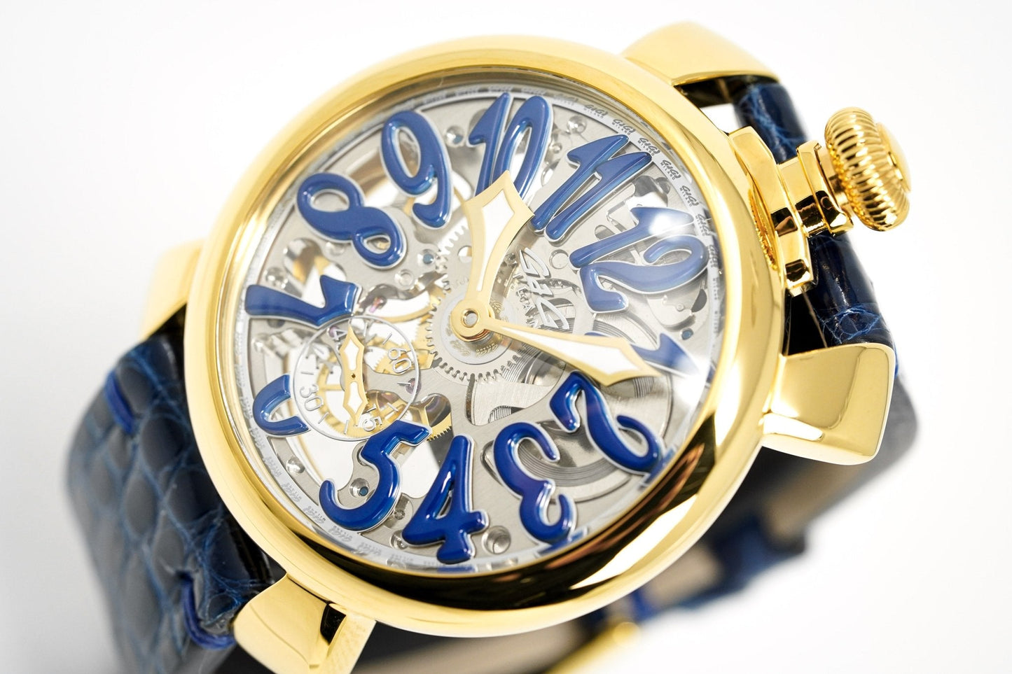 GaGà Milano Watch Skeleton 48MM Gold Blue