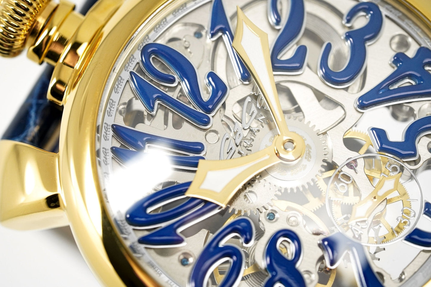 GaGà Milano Watch Skeleton 48MM Gold Blue