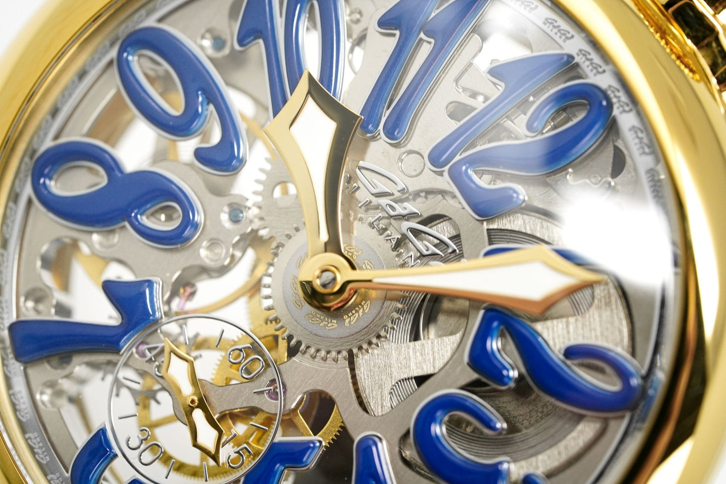 GaGà Milano Watch Skeleton 48MM Gold Blue