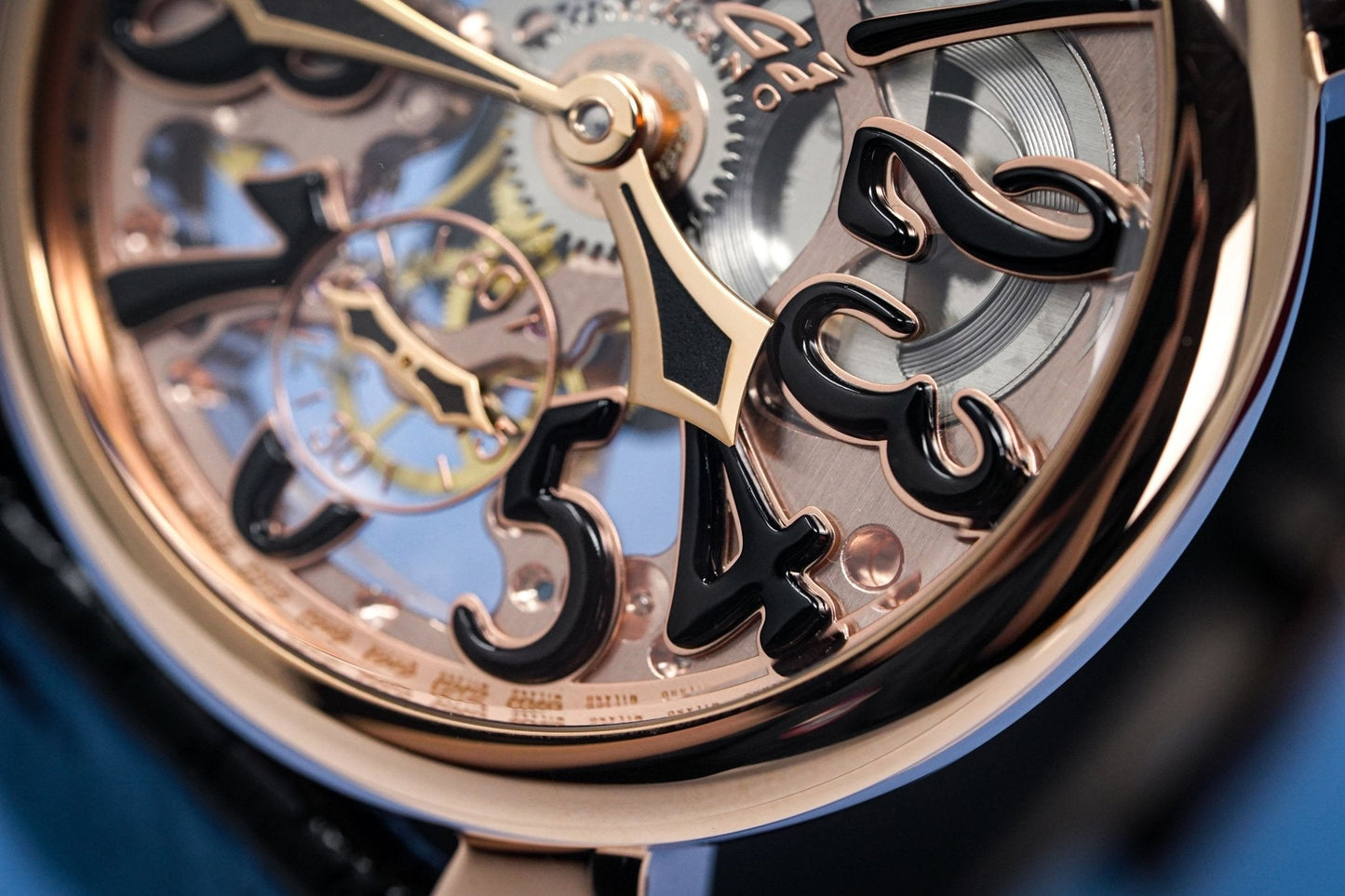 GaGà Milano Watch Skeleton 48MM Rose Gold Black