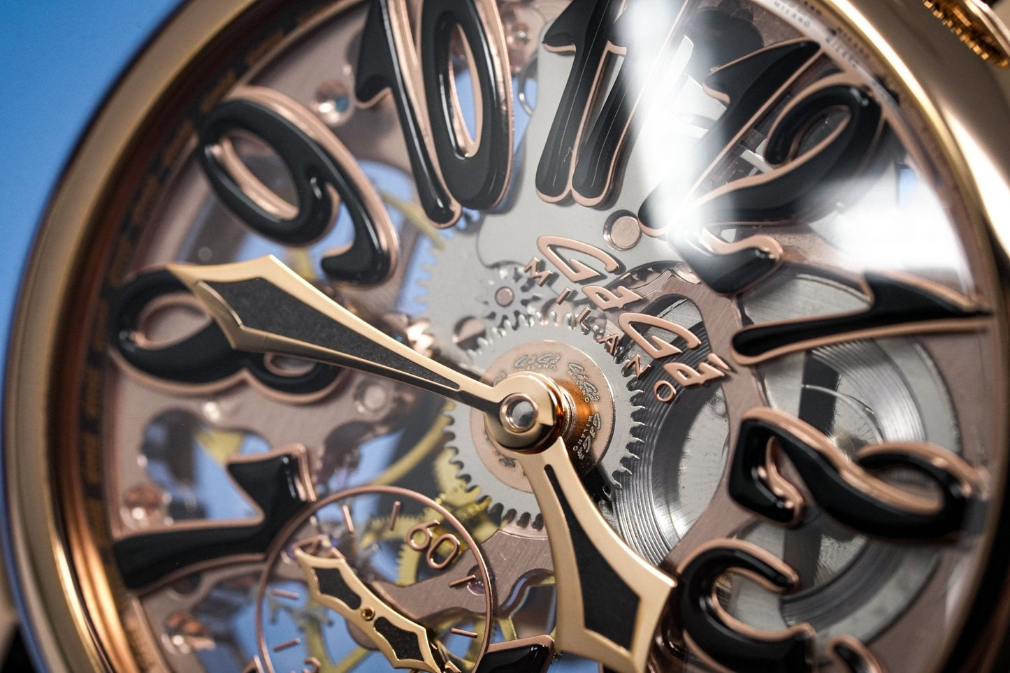 GaGà Milano Watch Skeleton 48MM Rose Gold Black