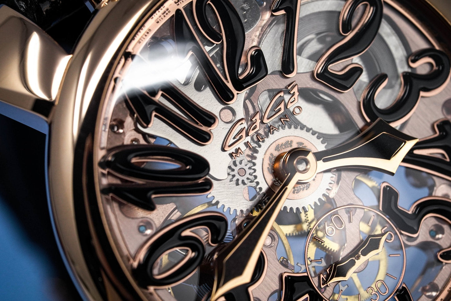 GaGà Milano Watch Skeleton 48MM Rose Gold Black