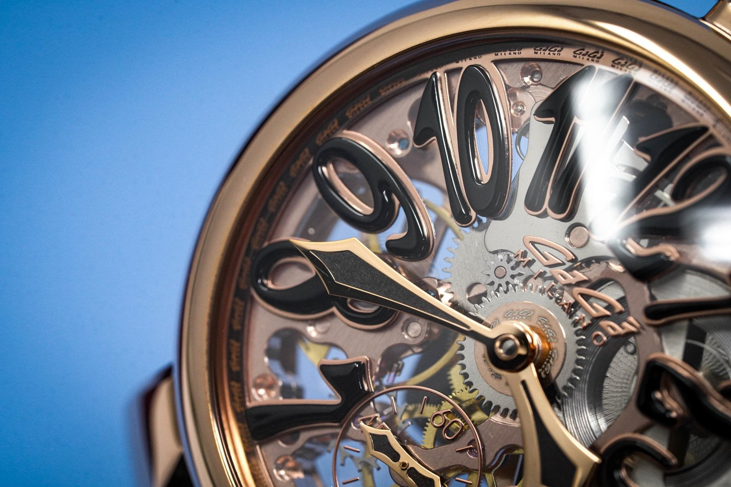 GaGà Milano Watch Skeleton 48MM Rose Gold Black