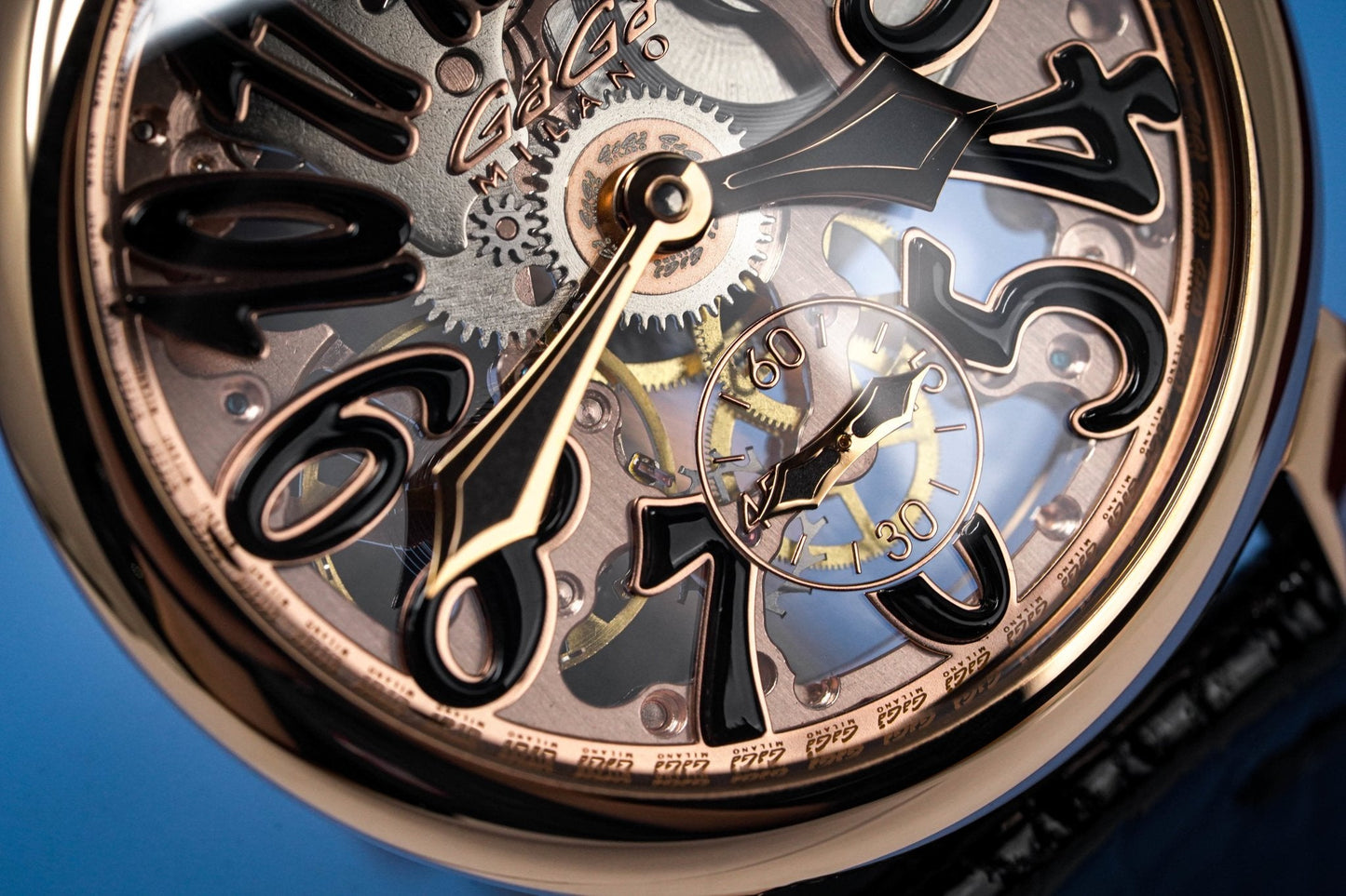 GaGà Milano Watch Skeleton 48MM Rose Gold Black