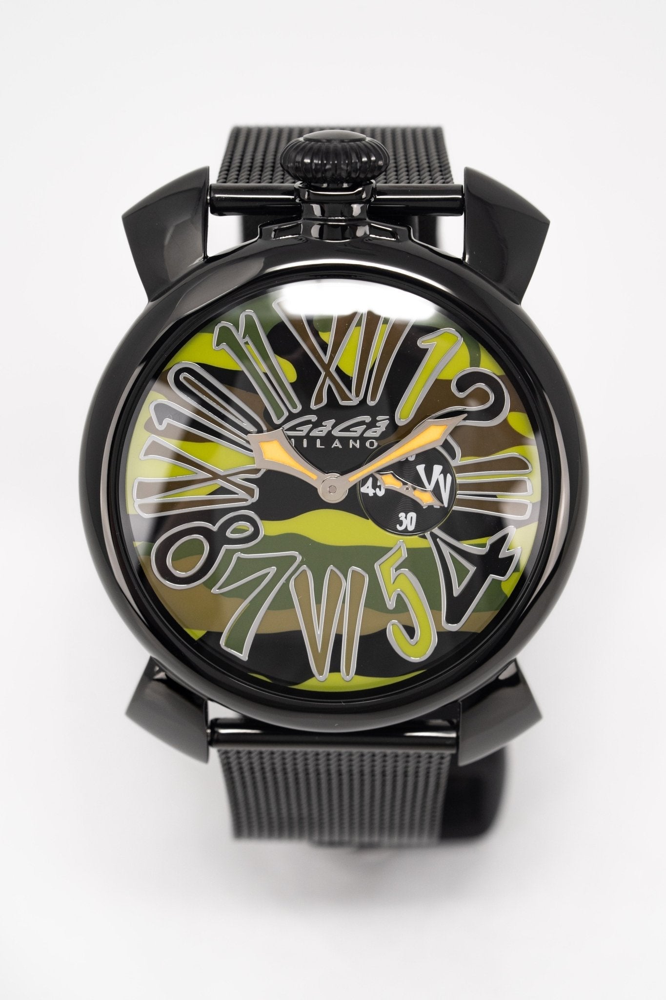 Gaga Milano Watch Slim 46 Black PVD Green Camo 5082.03