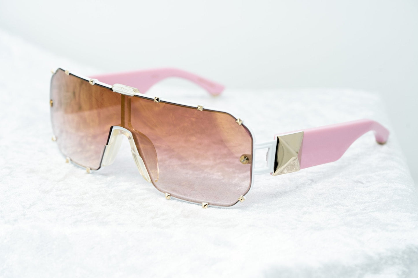 Giles Deacon Sunglasses Shield Pink and Graduated Gold