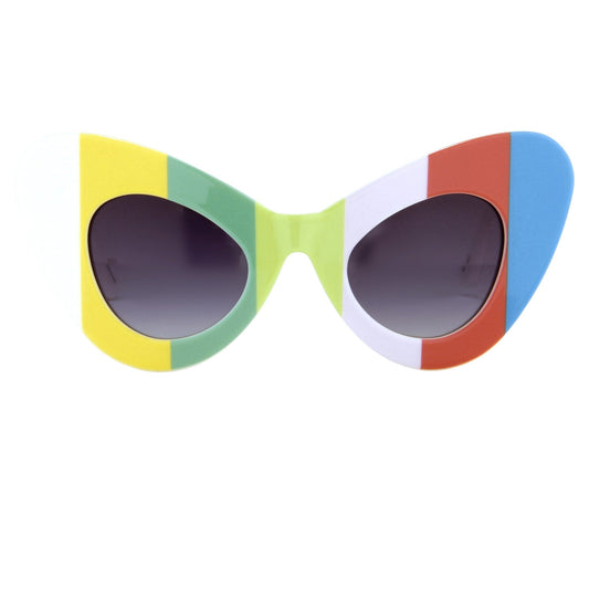 Jeremy Scott Sunglasses Cat Eye Multicoloured Bars and Grey