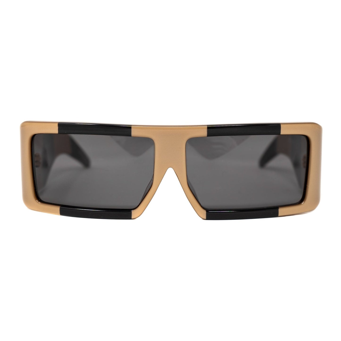 Jeremy Scott Men's Sunglasses Rectangular Big Tut Brown and Grey 6JSBIGTUTGOLDBLACK