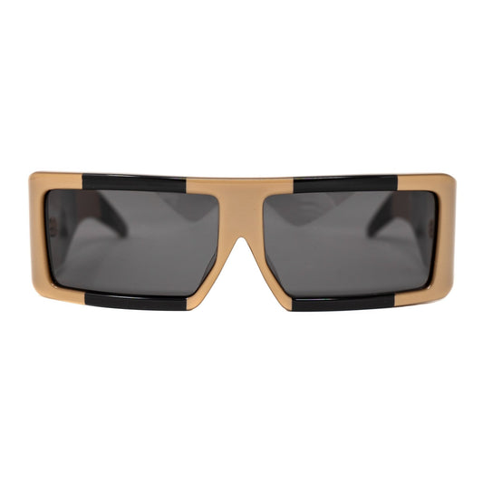 Jeremy Scott Men's Sunglasses Rectangular Big Tut Brown and Grey 6JSBIGTUTGOLDBLACK