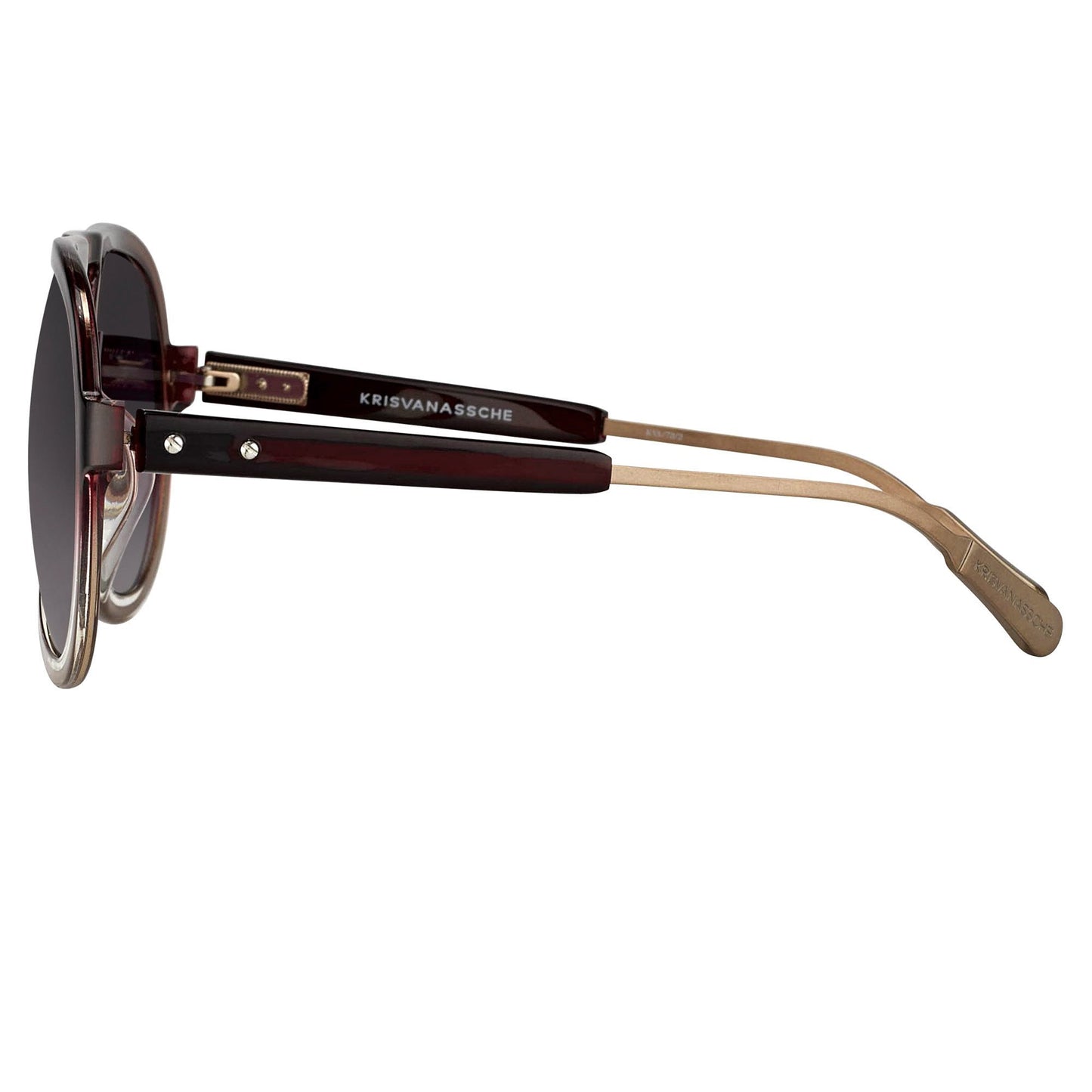 Kris Van Assche Men's Sunglasses Burgundy and Brown KVA78C2SUN