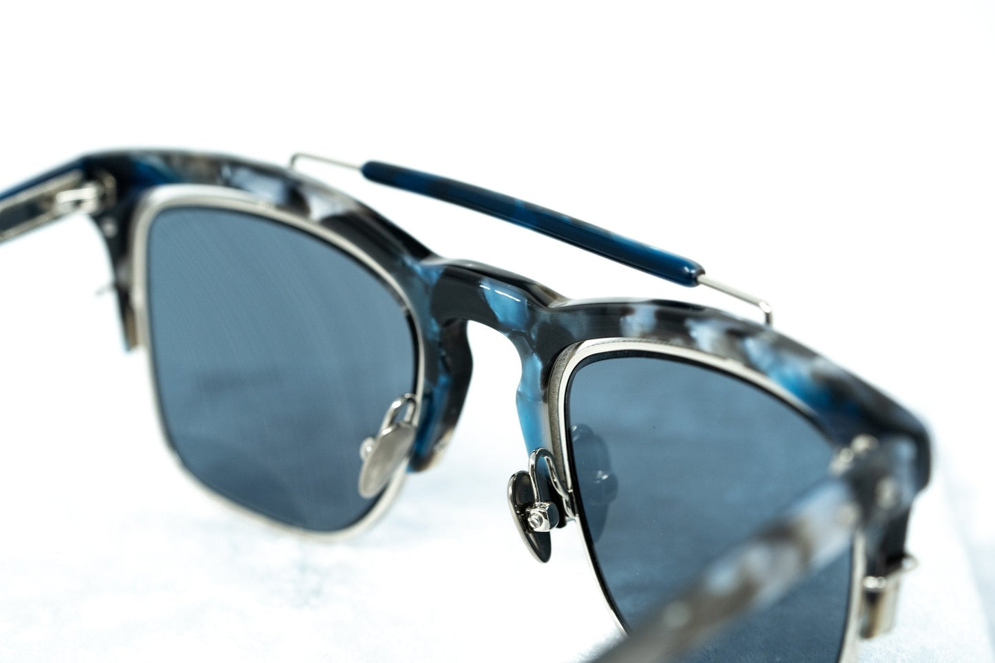 Kris Van Assche Sunglasses D-Frame Black Tortoise and Blue Lenses