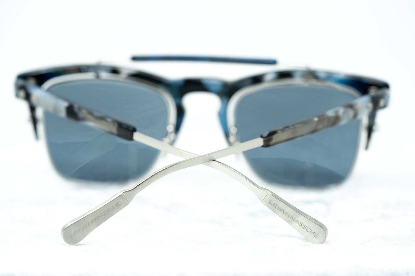 Kris Van Assche Sunglasses D-Frame Black Tortoise and Blue Lenses