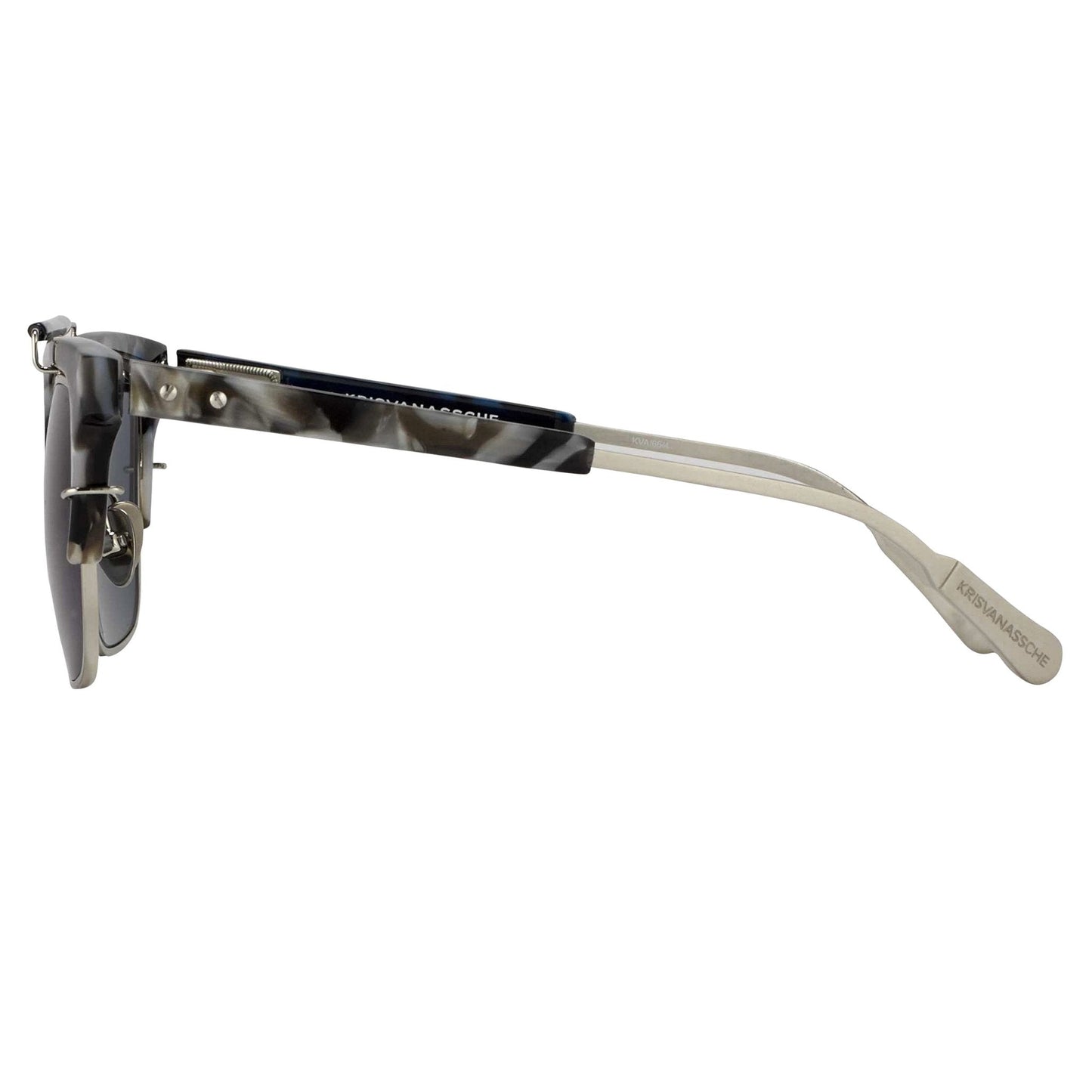 Kris Van Assche Sunglasses D-Frame Black Tortoise and Blue Lenses