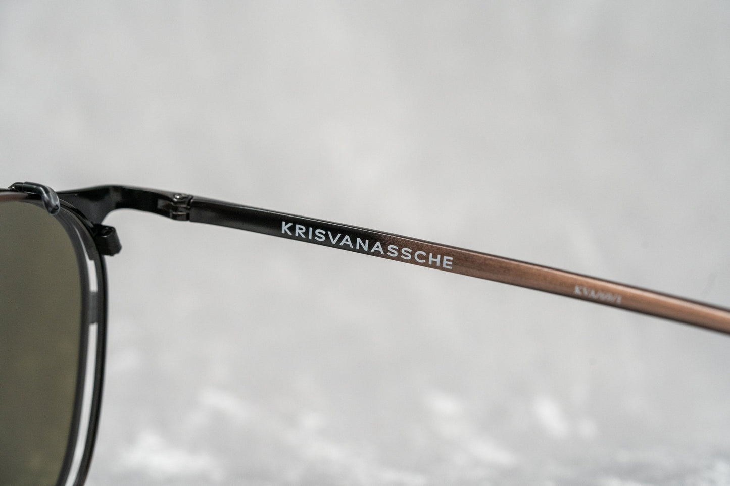 Kris Van Assche Sunglasses Round Shiny Black Bronze and Grey