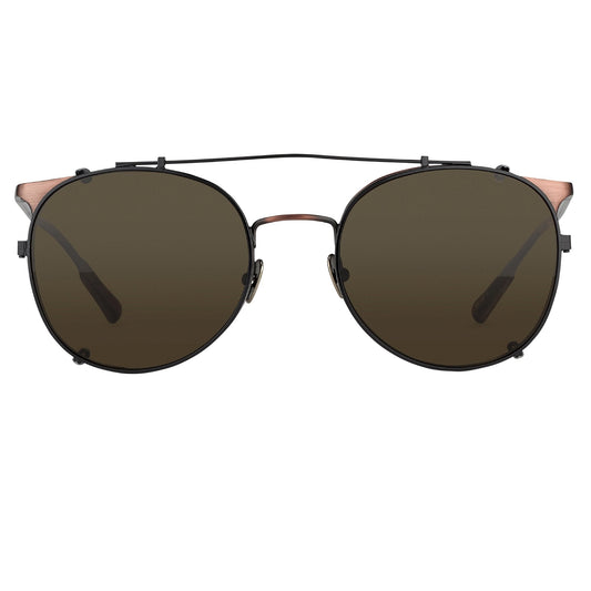 Kris Van Assche Sunglasses Round Shiny Black Bronze and Grey