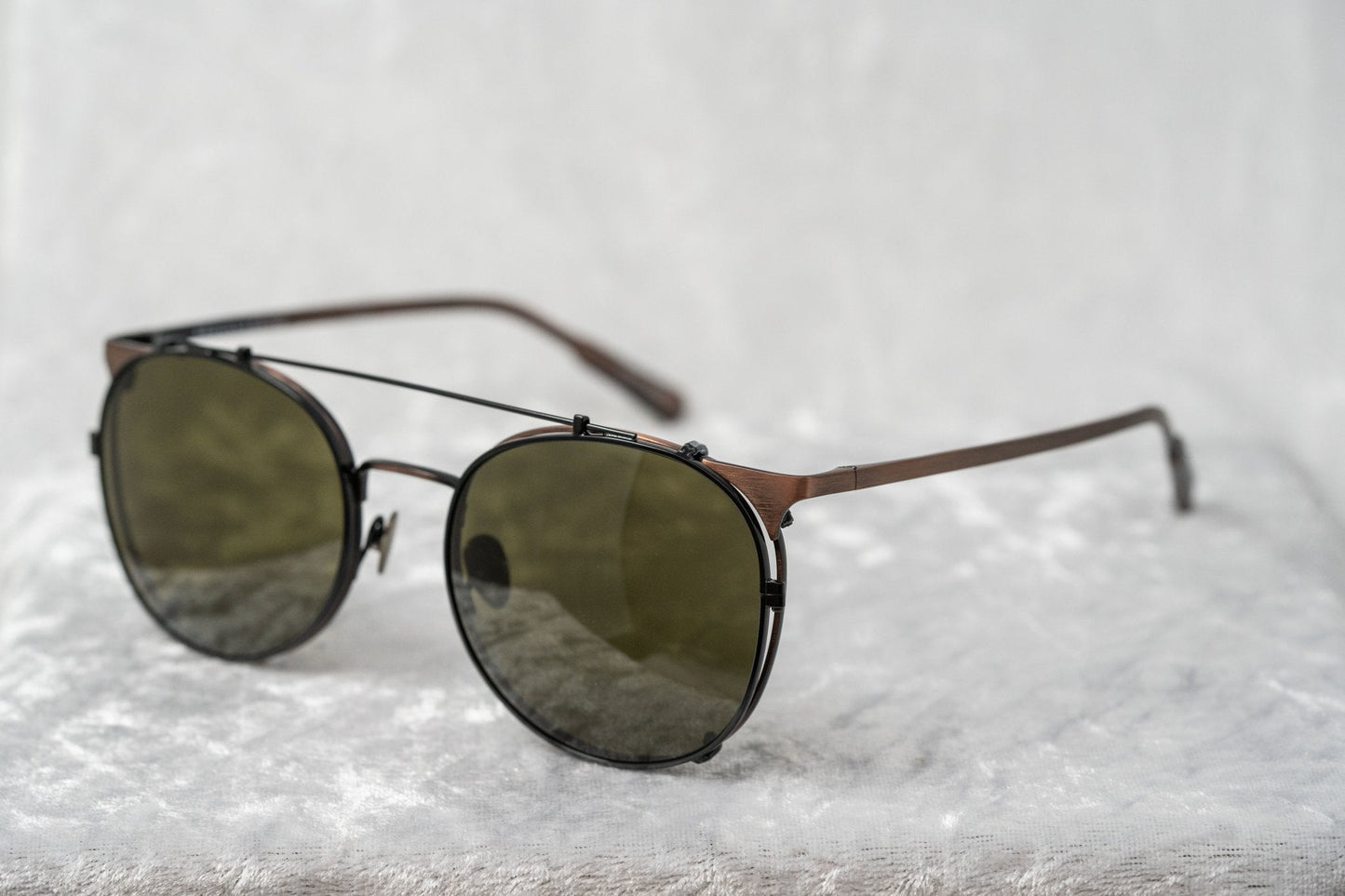 Kris Van Assche Sunglasses Round Shiny Black Bronze and Grey