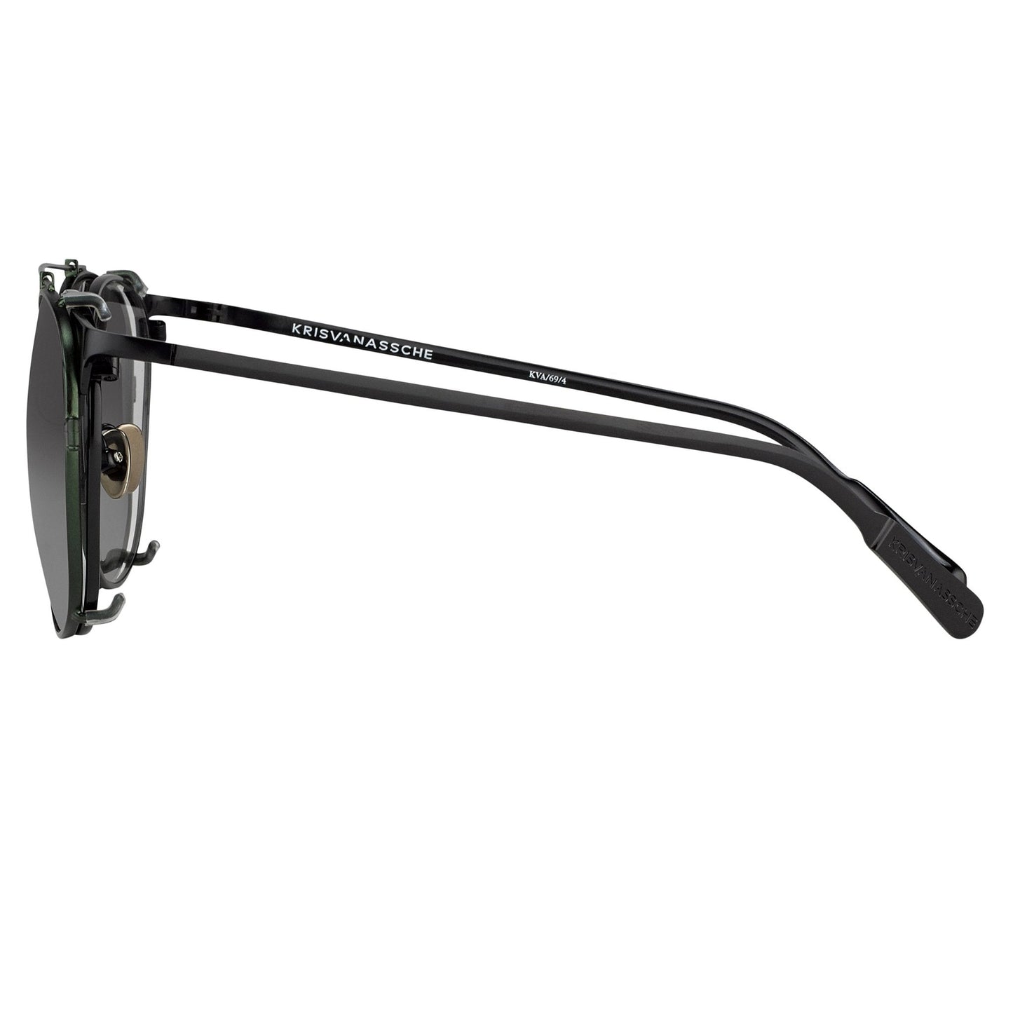 Kris Van Assche Sunglasses Round Shiny Black and Green KVA69C4SUN