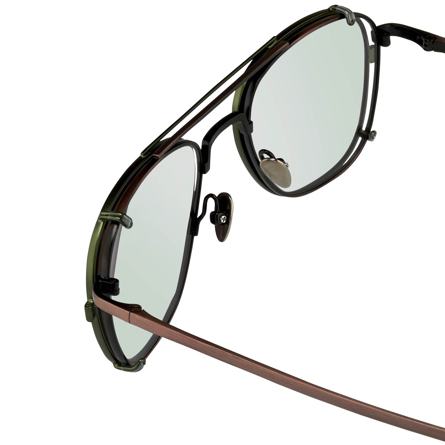 Kris Van Assche Sunglasses Rectangular Matte Bronze and Green