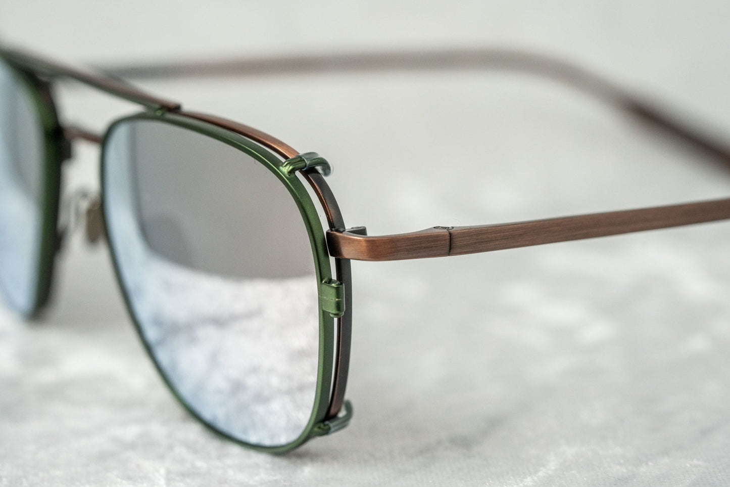 Kris Van Assche Sunglasses Rectangular Matte Bronze and Green