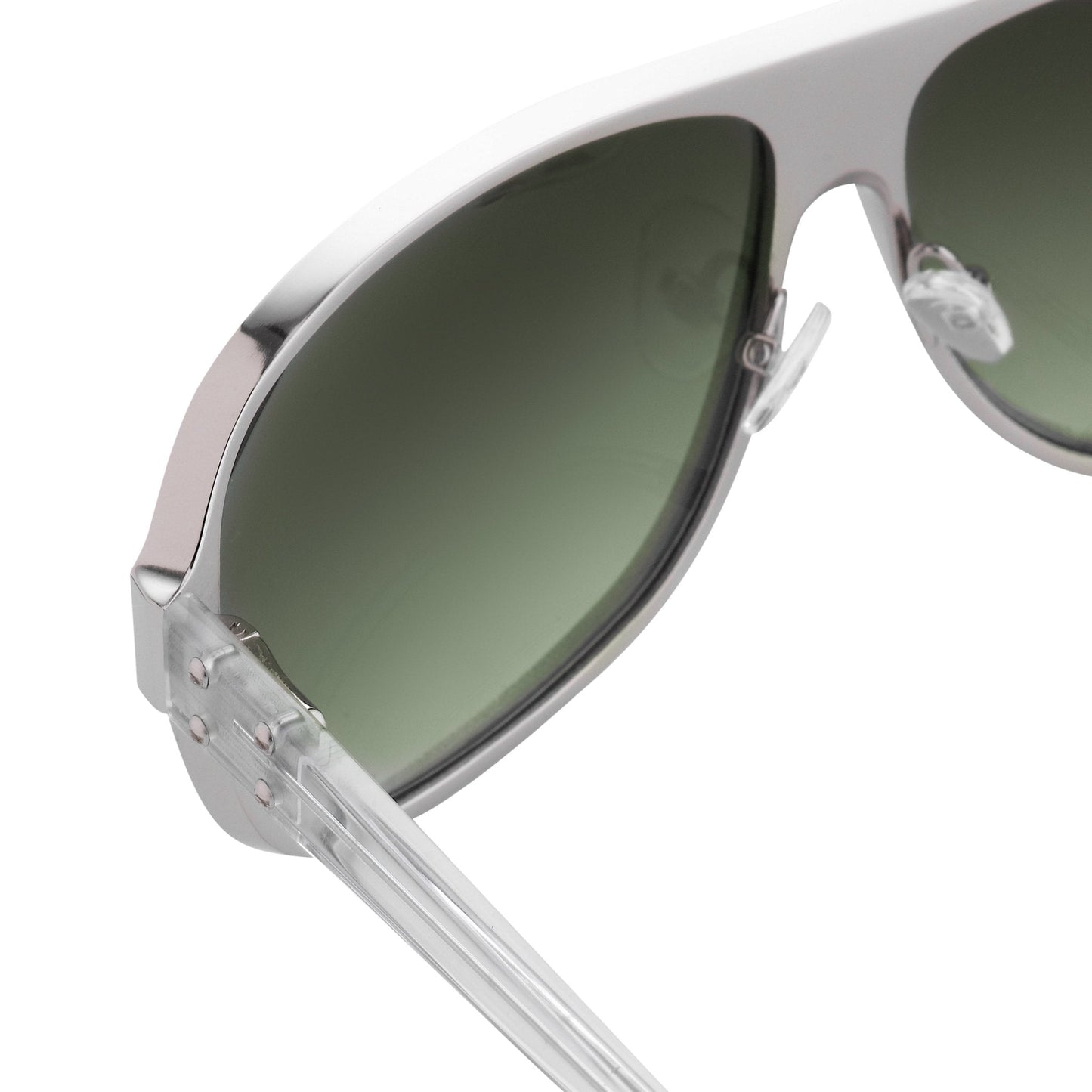 Kris Van Assche Sunglasses Rectangular Silver and Green