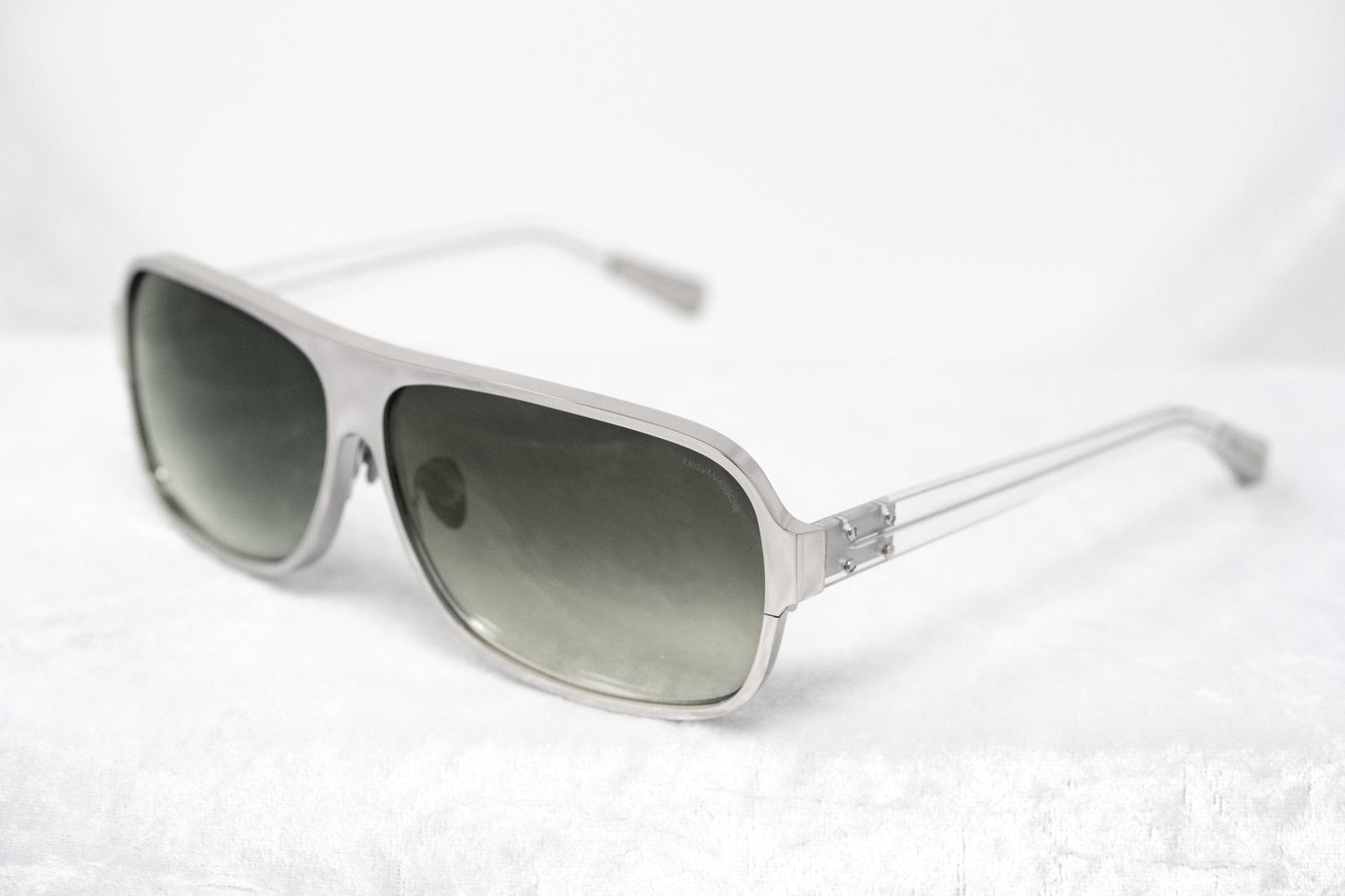 Kris Van Assche Sunglasses Rectangular Silver and Green