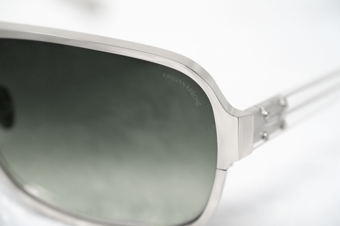 Kris Van Assche Sunglasses Rectangular Silver and Green