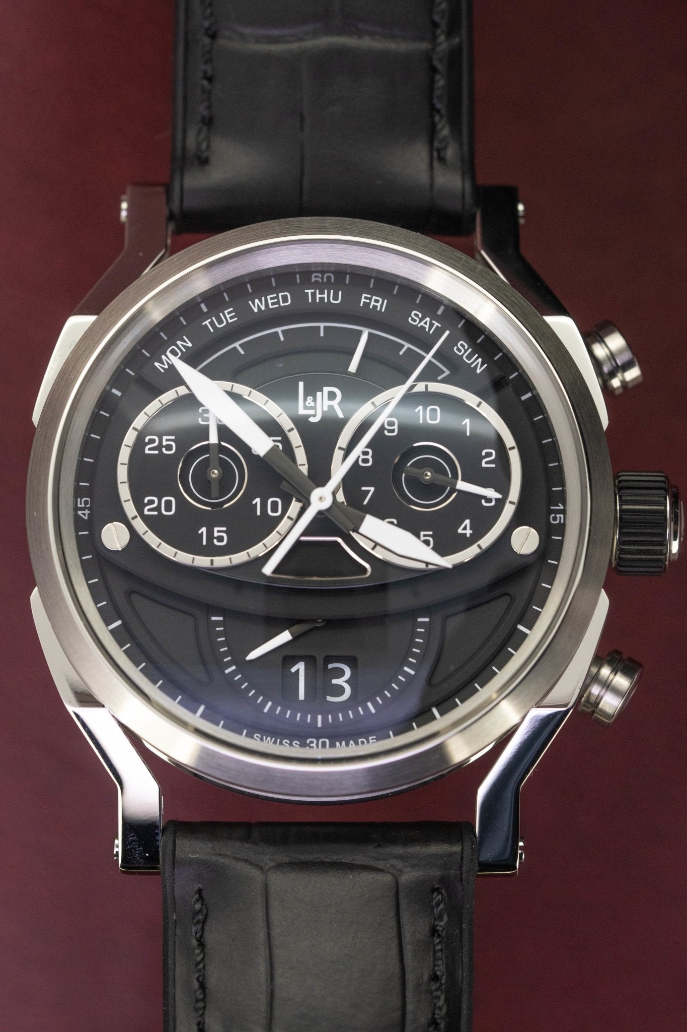 L&Jr Men's Watch Chronograph Day and Date Black S1502