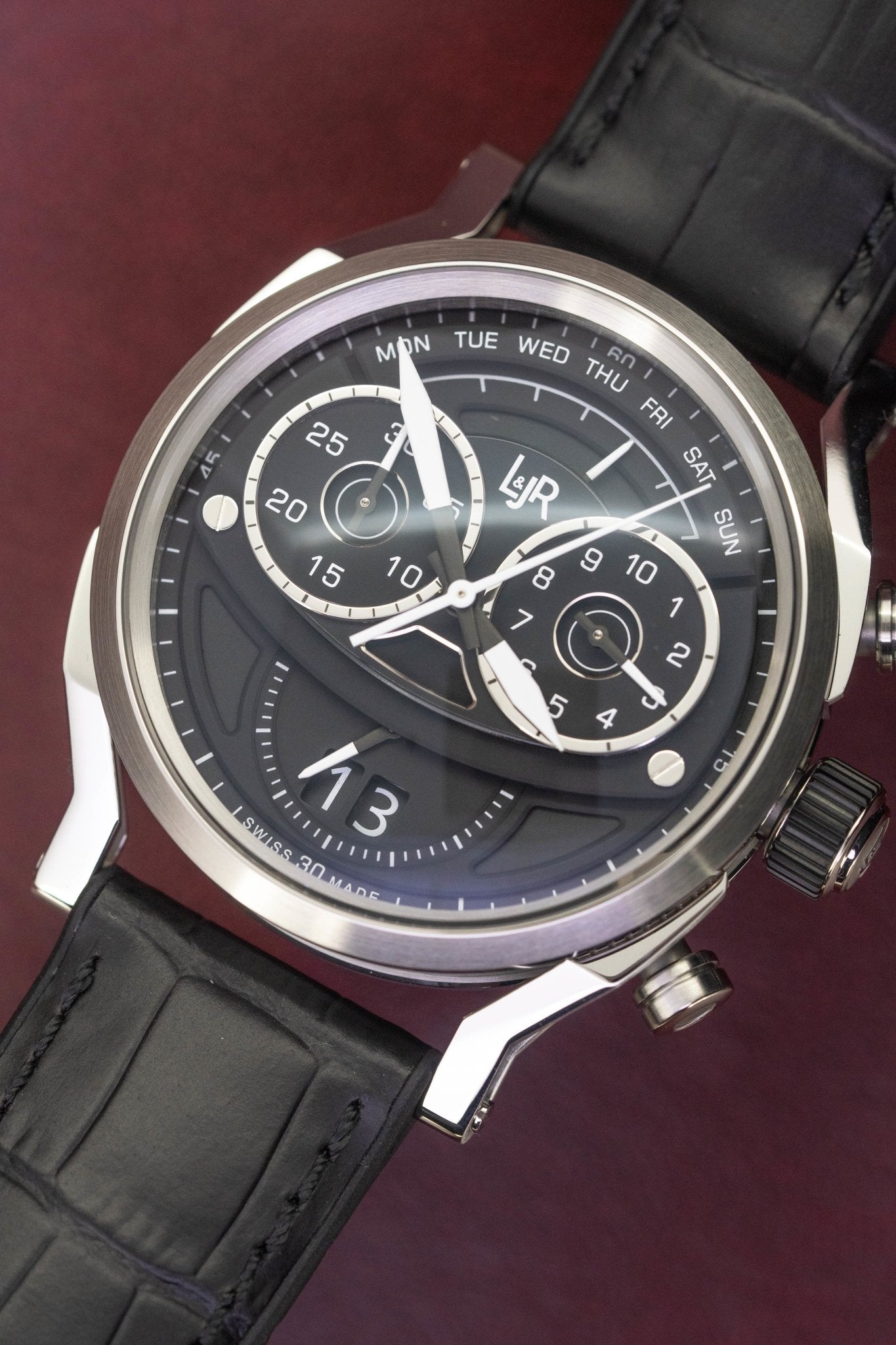 L&Jr Men's Watch Chronograph Day and Date Black S1502