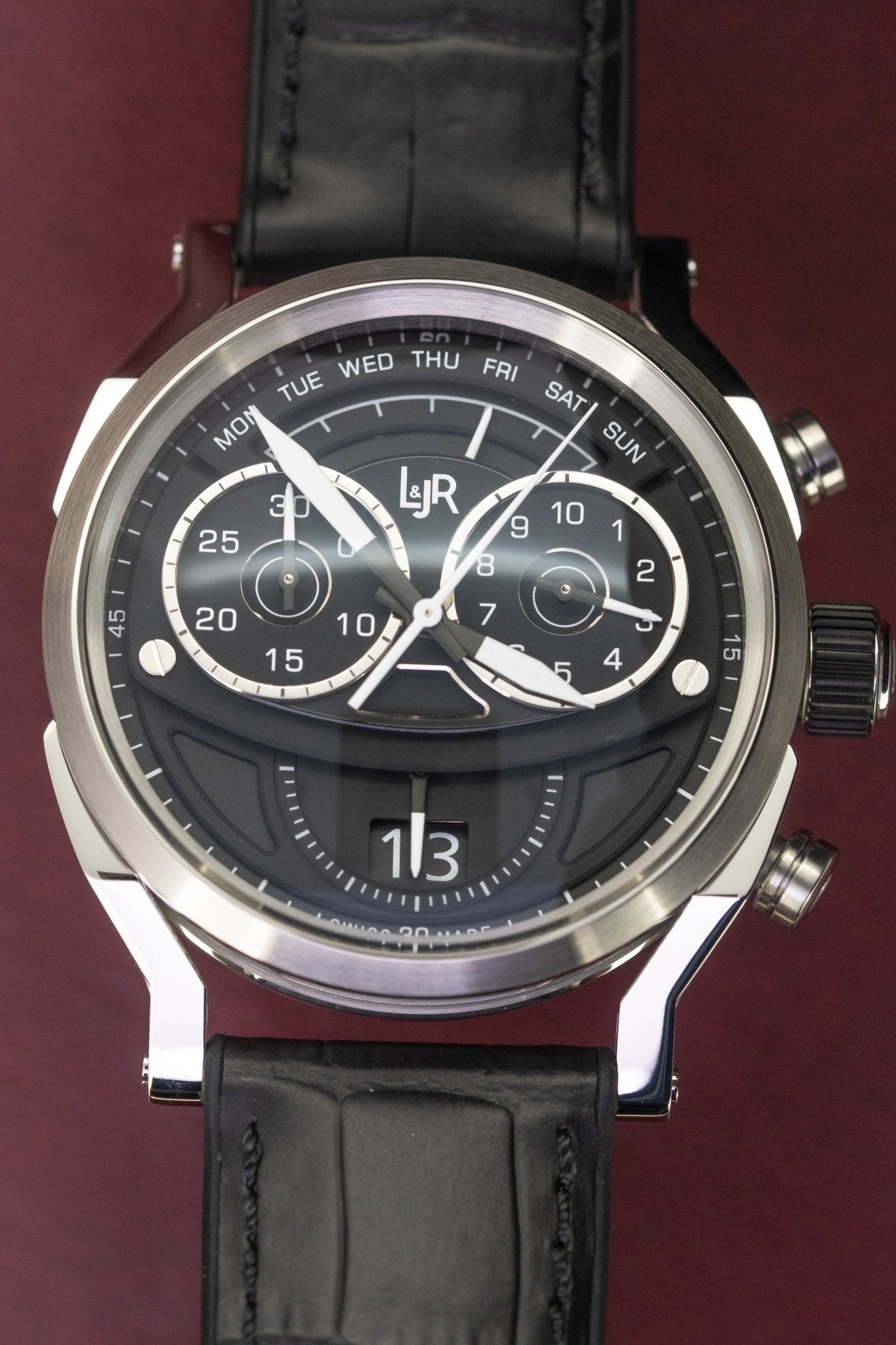 L&Jr Men's Watch Chronograph Day and Date Black S1502