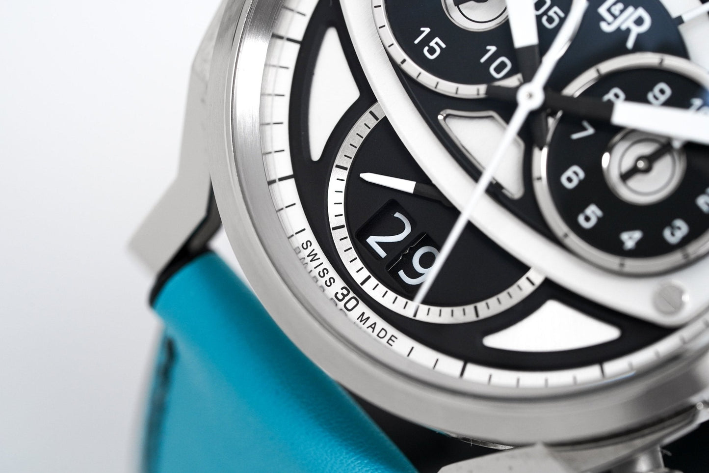 L&Jr Men's Watch Chronograph Day and Date 2 Tone Blue