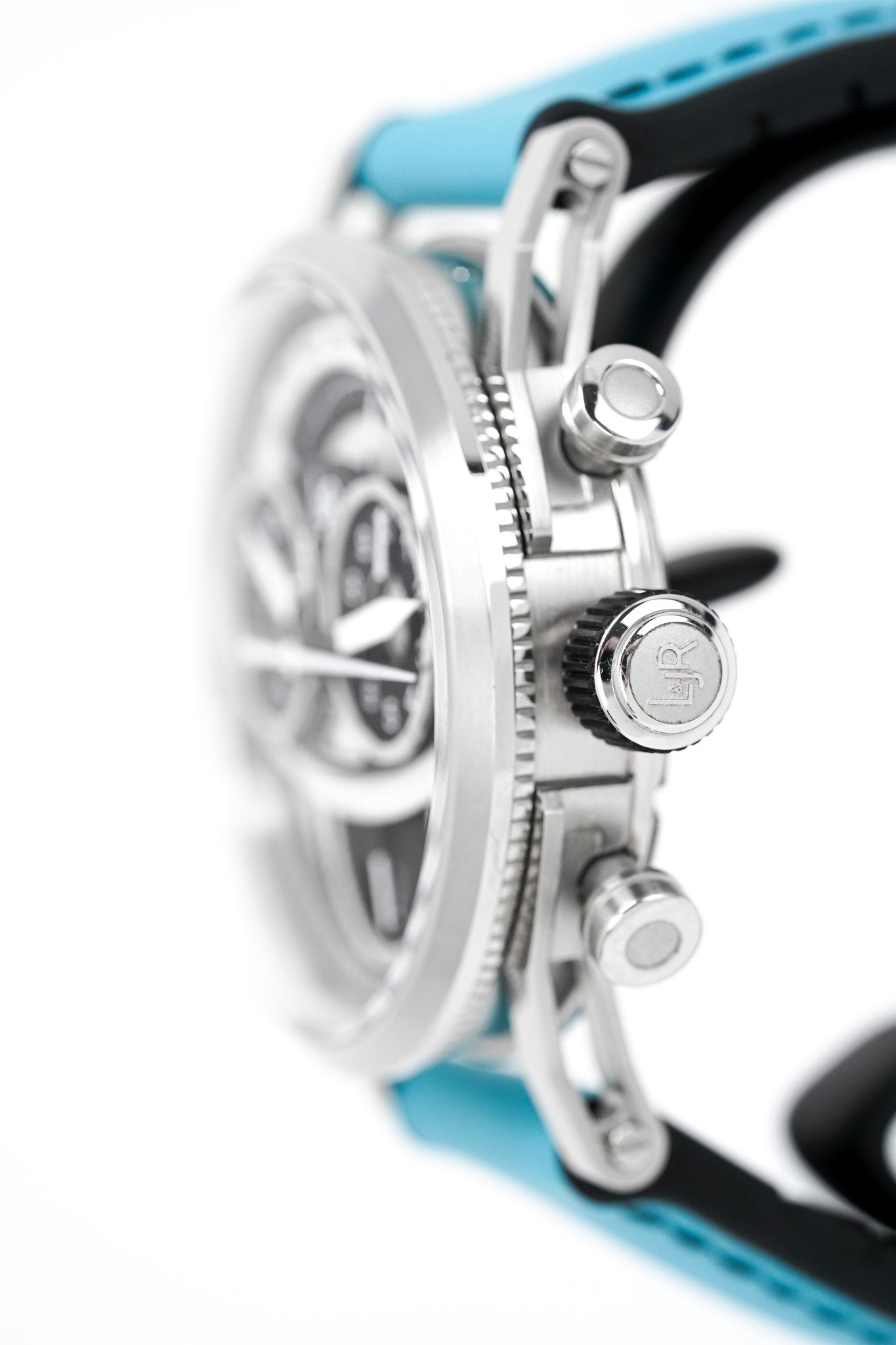 L&Jr Men's Watch Chronograph Day and Date 2 Tone Blue