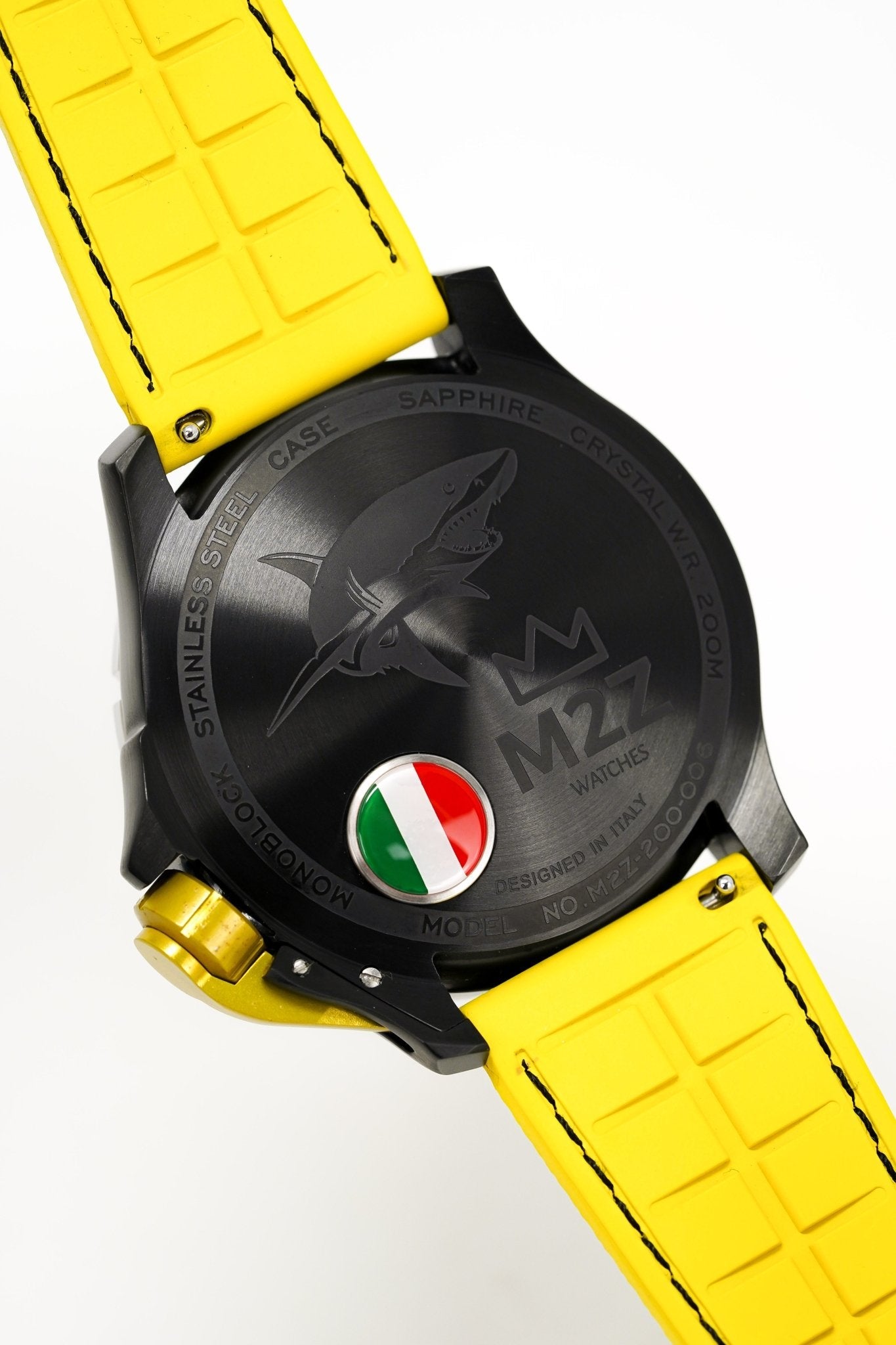 M2Z Men's Watch Diver 200 Yellow IP Black 200-006